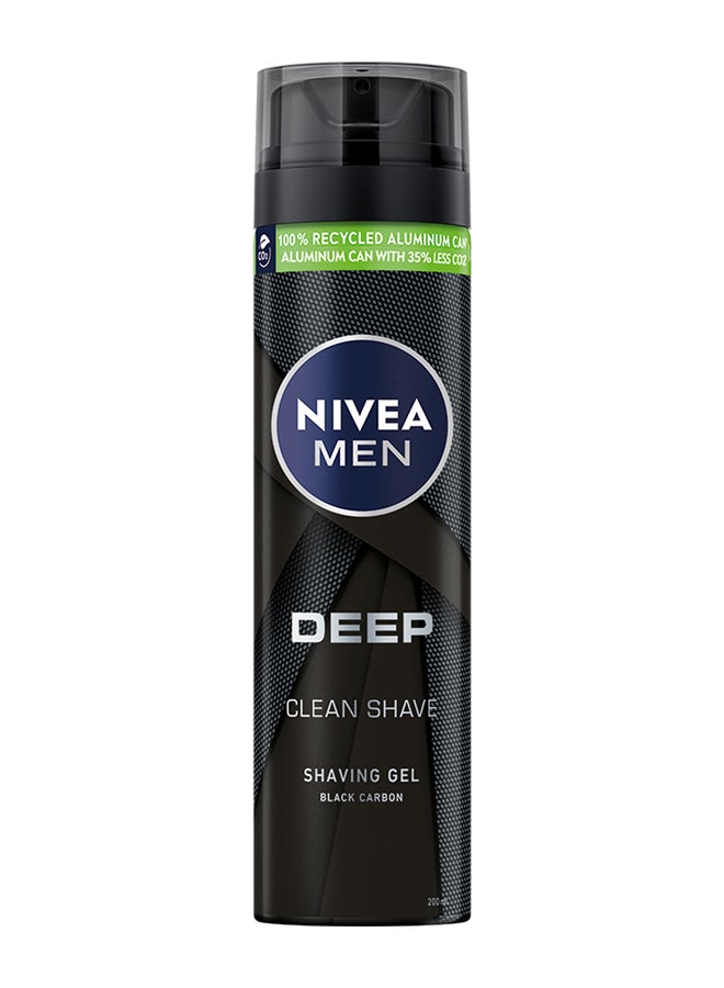 MEN DEEP Clean Shave Shaving Gel, Antibacterial Black Carbon 200ml
