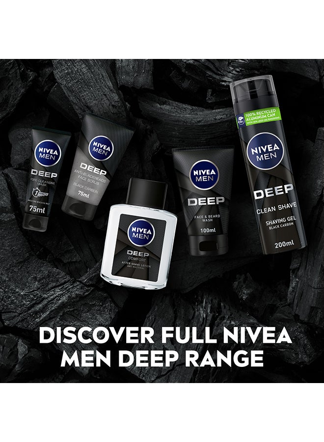 MEN DEEP Clean Shave Shaving Gel, Antibacterial Black Carbon 200ml