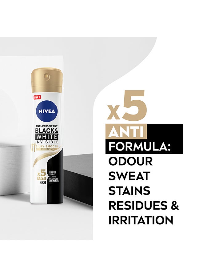 Nivea - Black And White Invisible Silky Smooth, Antiperspirant Spray For Women 150ml - Image 1