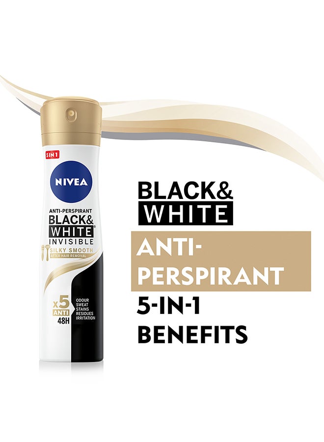 Nivea - Black And White Invisible Silky Smooth, Antiperspirant Spray For Women 150ml - Image 1