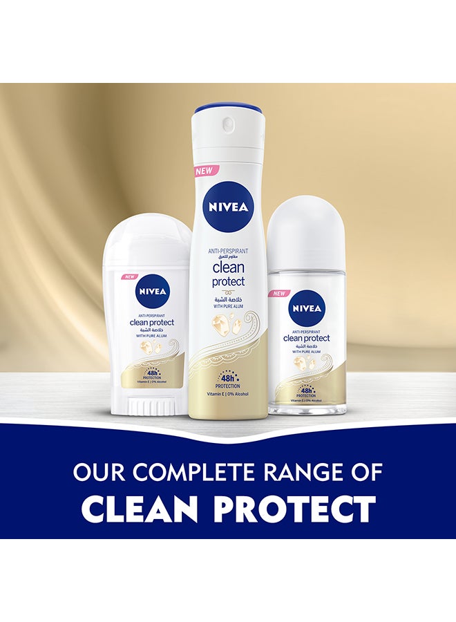 Nivea - Clean Protect With Pure Alum Antiperspirant For Women Roll-on 50ml - Image 1
