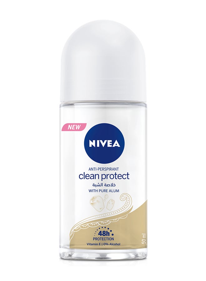 Nivea - Clean Protect With Pure Alum Antiperspirant For Women Roll-on 50ml - Image 1
