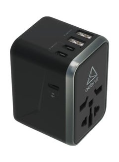 ADONIT Universal Travel Adapter 3C2A - International Wall Charger PD 65W (3 USB-C + 2 USB-A) Black  - Image 1