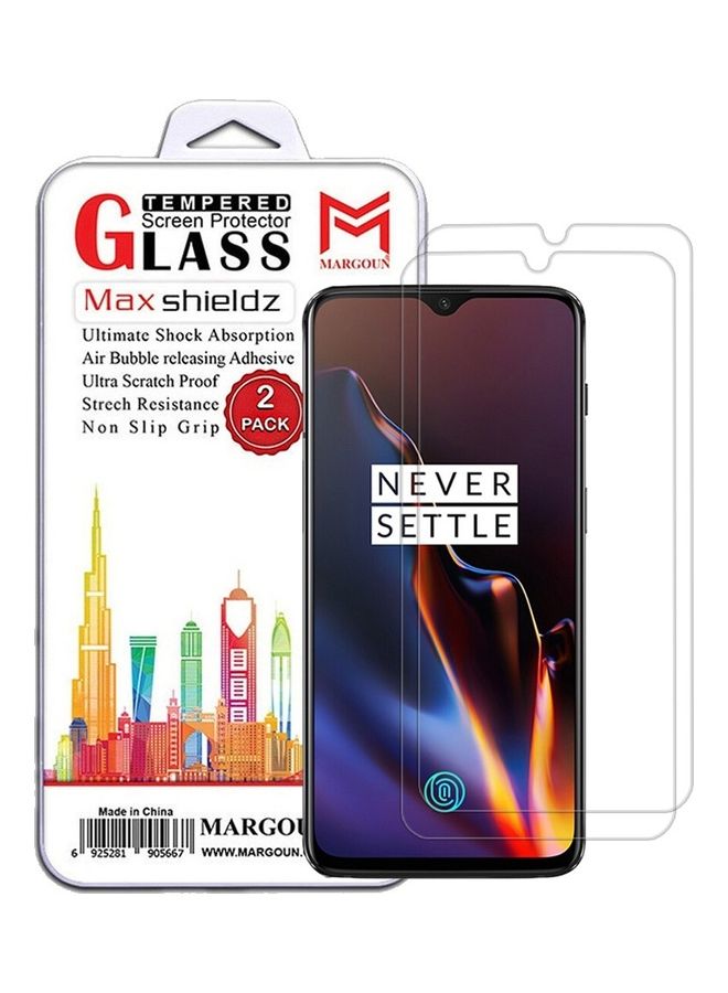 MARGOUN 2 Pack For OnePlus 6T Screen Protector Tempered Glass Full Glue Back Clear - Image 1