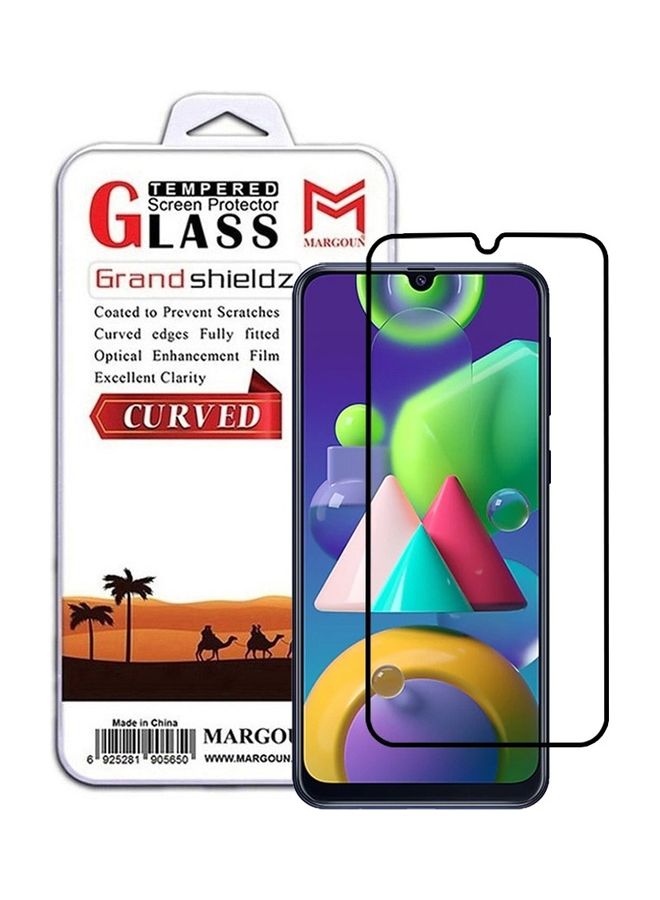 مارجون Samsung Galaxy M21 Screen Protector 3D Tempered Glass Full Glue Back Black Edge - Image 1