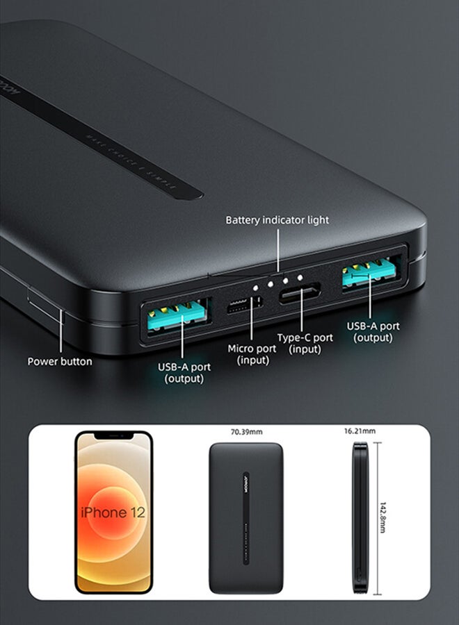 JOYROOM - 10000 mAh JR-T012 10000 mAh Power Bank Black - Image 1