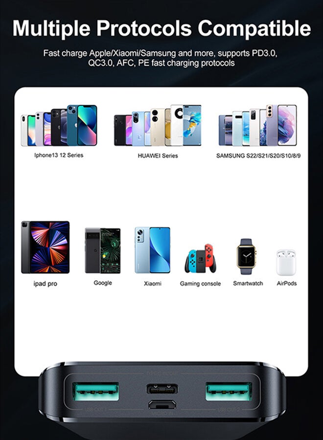 جوي روم - JR-T013 15W 10000mAh باور بانك شحن سريع نحيف وخفيف الوزن وشاشة LED خارجية شاحن بطارية 10000 mAh أسود - Image 1
