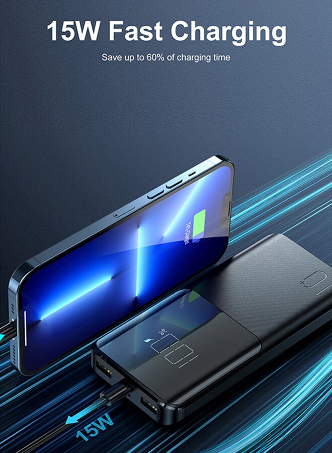 جوي روم - JR-T013 15W 10000mAh باور بانك شحن سريع نحيف وخفيف الوزن وشاشة LED خارجية شاحن بطارية 10000 mAh أسود - Image 1