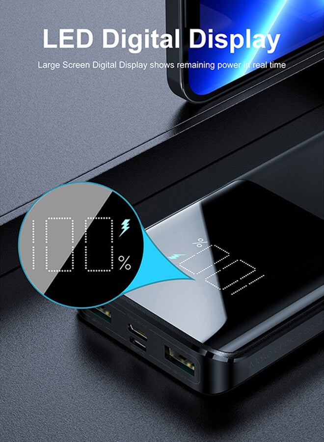 جوي روم - JR-T013 15W 10000mAh باور بانك شحن سريع نحيف وخفيف الوزن وشاشة LED خارجية شاحن بطارية 10000 mAh أسود - Image 1