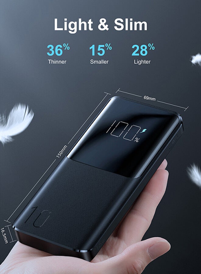 جوي روم - JR-T013 15W 10000mAh باور بانك شحن سريع نحيف وخفيف الوزن وشاشة LED خارجية شاحن بطارية 10000 mAh أسود - Image 1