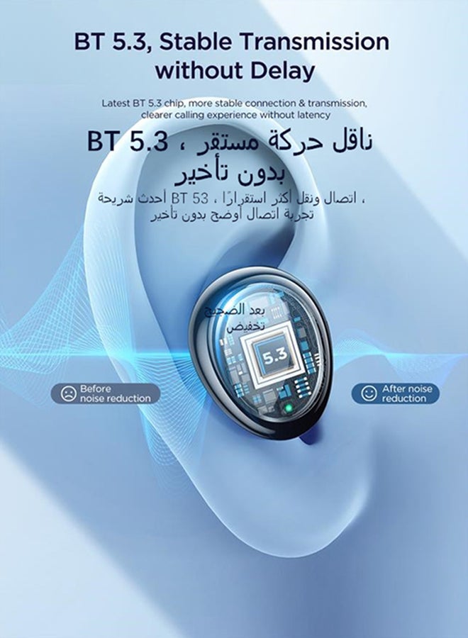 جوي روم JR-DB1 سماعات أذن صغيرة لاسلكية تعمل بالبلوتوث داخل الأذن مع غطاء أذن بديل أسود  - Image 4