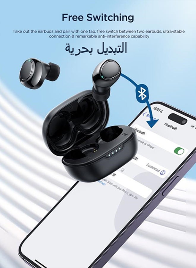 Bluetooth TWS In-Ear Earphones With Replacement Eartip Sleeve Black
