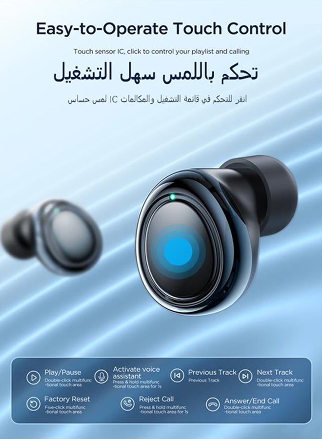 Bluetooth TWS In-Ear Earphones With Replacement Eartip Sleeve Black