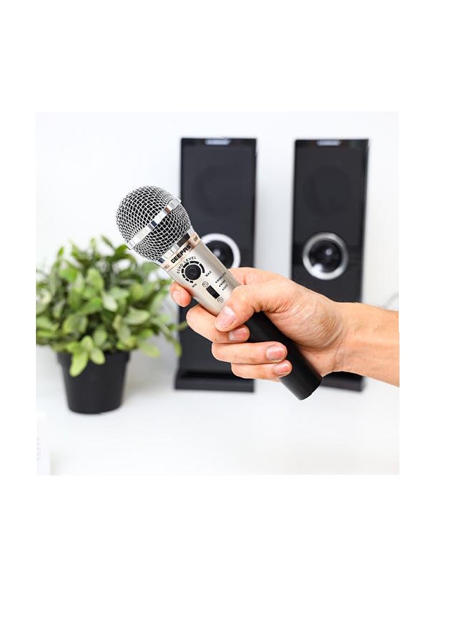 GEEPAS Geepas Wire & Wireless Echo Microphone, Compatible with Karaoke Machine, Speaker & Amp GMP3927 Black/Silver  - Image 2