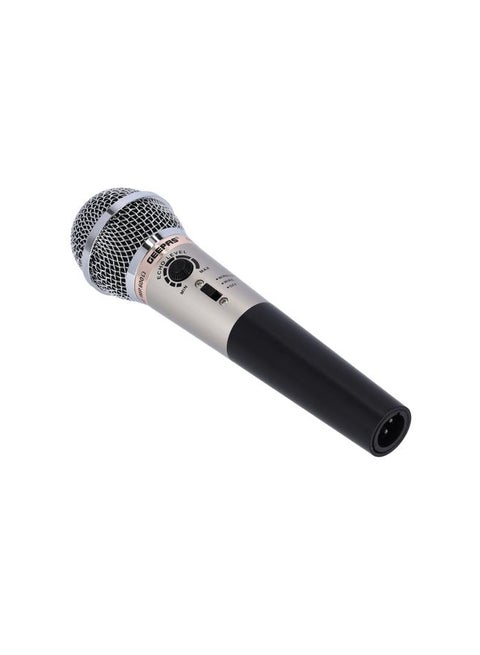 Geepas Wire & Wireless Echo Microphone, Compatible with Karaoke Machine, Speaker & Amp GMP3927 Black/Silver