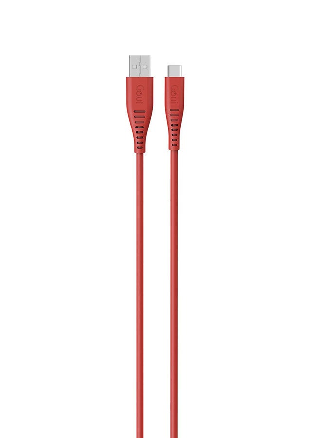 جوي - كيبل سيليكون تايب سي - 1.5 متر أحمر - شحن سريع ومزامنة البيانات لأجهزة USB Type-C - Image 1
