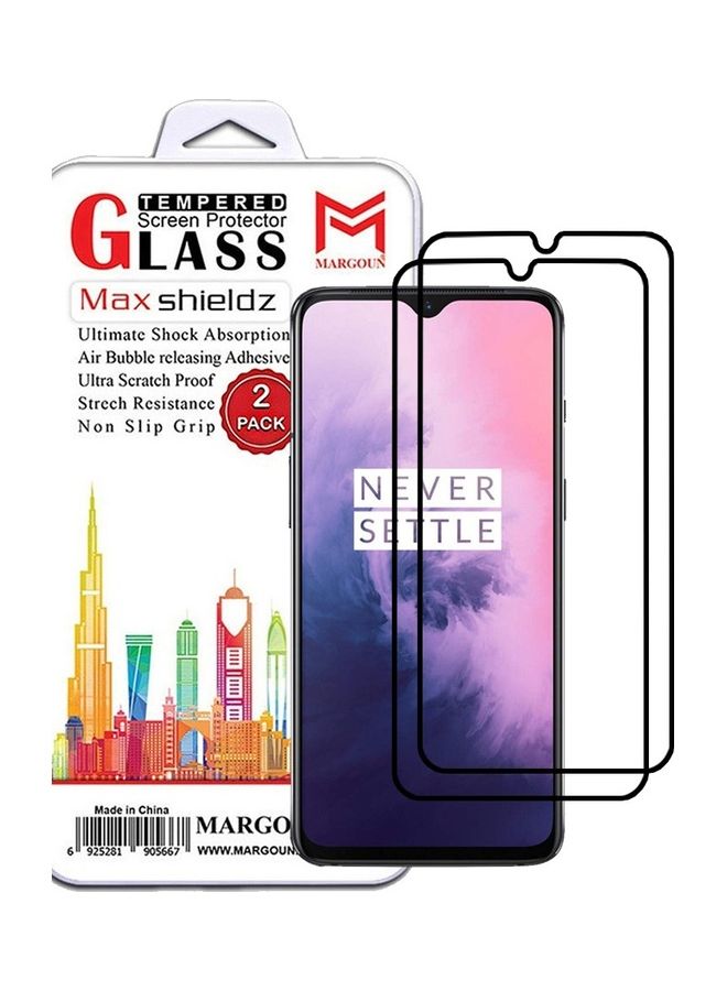 مارجون 2 Pack For OnePlus 7 Screen Protector 3D Tempered Glass Full Glue Back Black Edge - Image 1