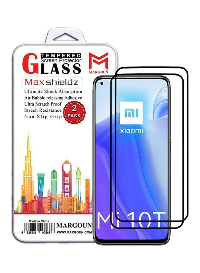 MARGOUN - 2 Pack For Xiaomi Mi 10T 5G Screen Protector Tempered Glass Full Glue Back Side Black - Image 1