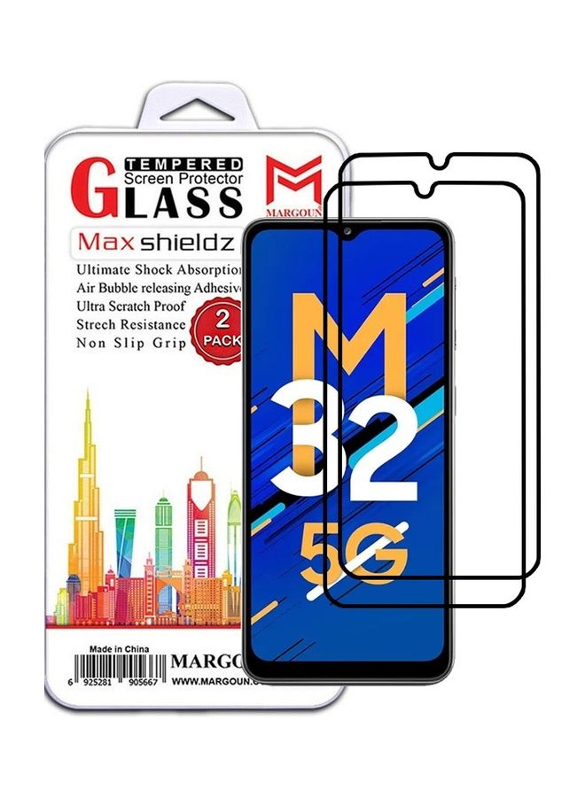 مارجون 2 Pack For Samsung Galaxy M32 Screen Protector 3D Tempered Glass Full Glue Back Clear - Image 1