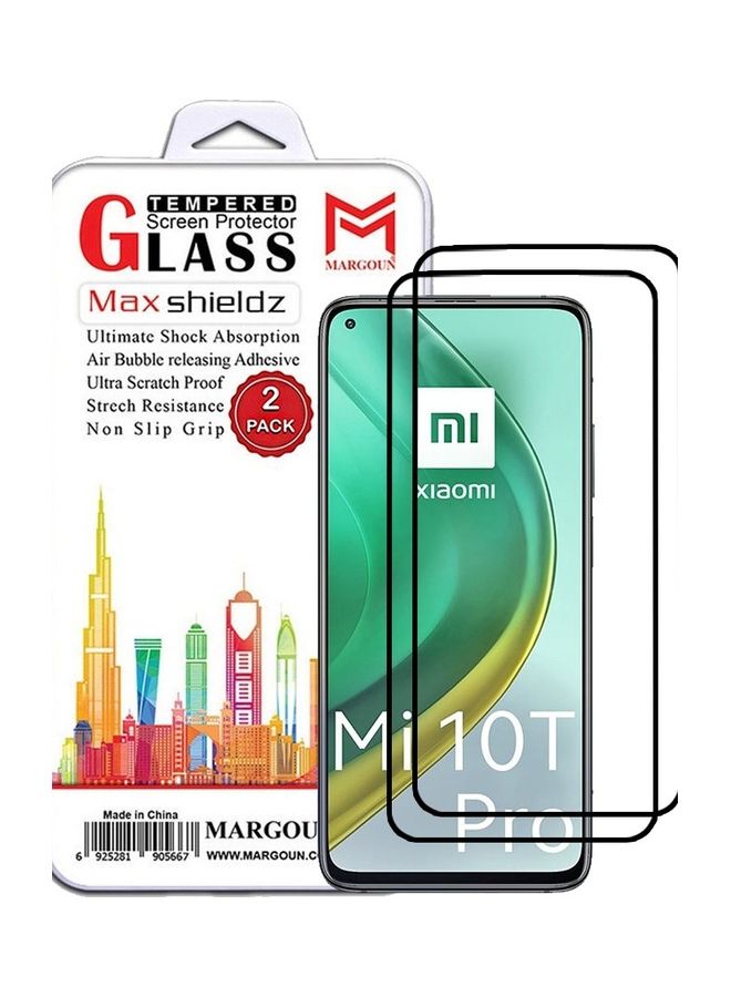 MARGOUN 2 Pack For Xiaomi Mi 10T Pro 5G Screen Protector Tempered Glass Full Glue Back Side Black - Image 1
