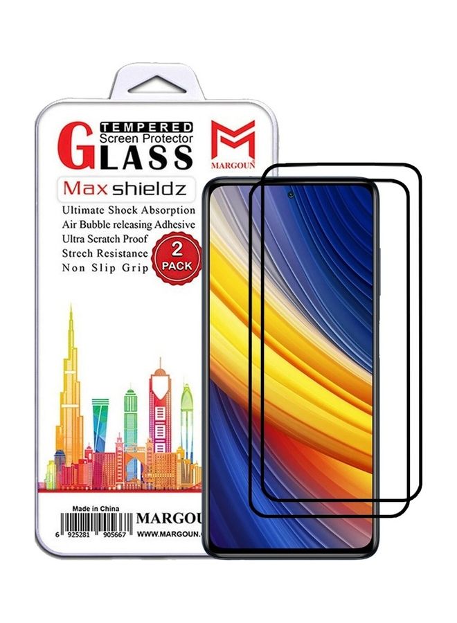MARGOUN 2 Pack For Xiaomi Poco X3 Pro Screen Protector Tempered Glass Full Glue Back Side Black - Image 1