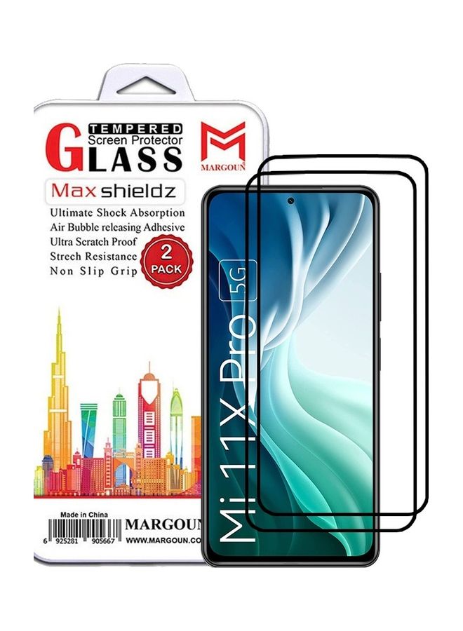 MARGOUN 2 Pack For Xiaomi Mi 11X Pro Screen Protector Tempered Glass Full Glue Back Side Black - Image 1