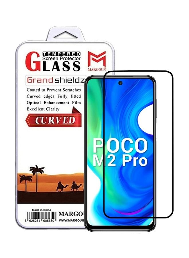 MARGOUN Xiaomi Poco M2 Pro Screen Protector Tempered Glass Full Glue Back Side Black - Image 1