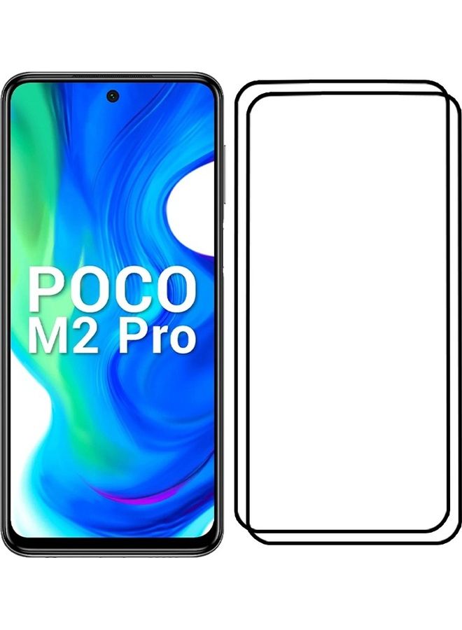 MARGOUN 2 Pack For Xiaomi Poco M2 Pro Screen Protector Tempered Glass Full Glue Back Side Black - Image 2