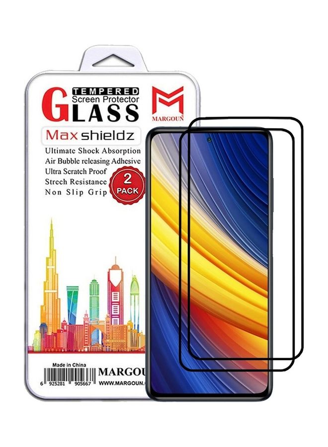 MARGOUN 2 Pack For Xiaomi Poco X3 NFC Screen Protector Tempered Glass Full Glue Back Side Black - Image 1