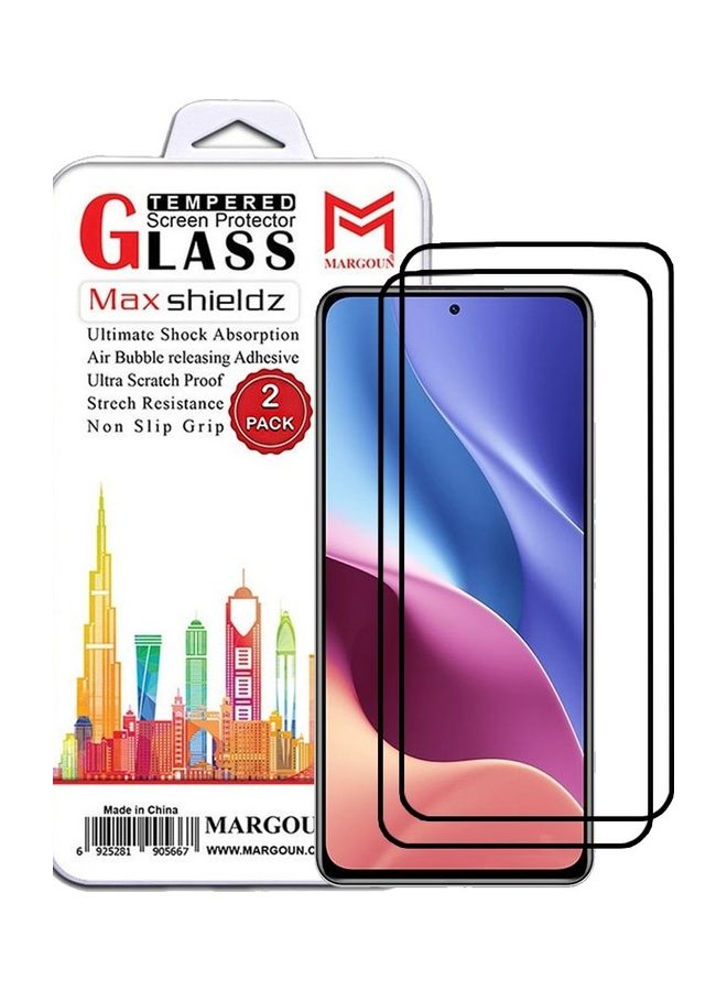 MARGOUN 2 Pack For Xiaomi Redmi K40 Screen Protector Tempered Glass Full Glue Back Side Black - Image 1