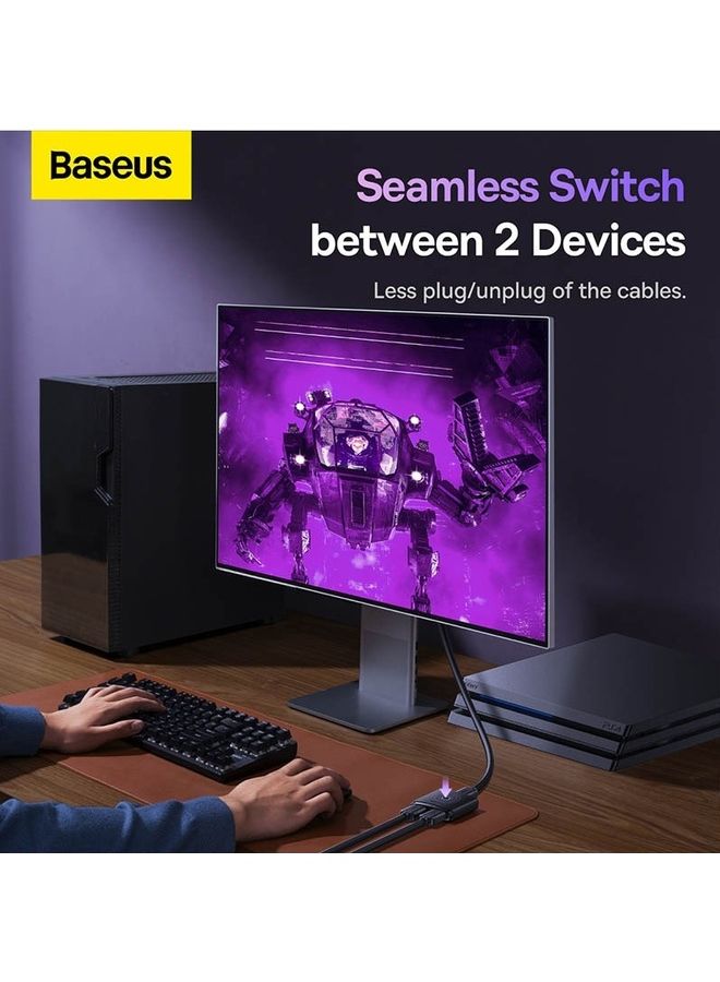 Baseus - 2-In-1 Out Hdmi Switch Bi-Directional Splitter Easy Switch Selector Support 4K, Hdcp Compatible For Tv Box, Ps4/Ps5, Pc, Laptop Hdtv Projector And Many More Black - Image 1