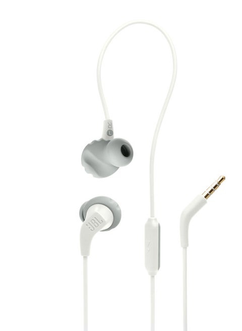 Endurance Run 2 Waterproof Wired Sports In-Ear Headphones, Fliphook Design, Flexsoft Technology, Ipx5 Sweatproof, Hands-Free Calls, Magnetic Buds White