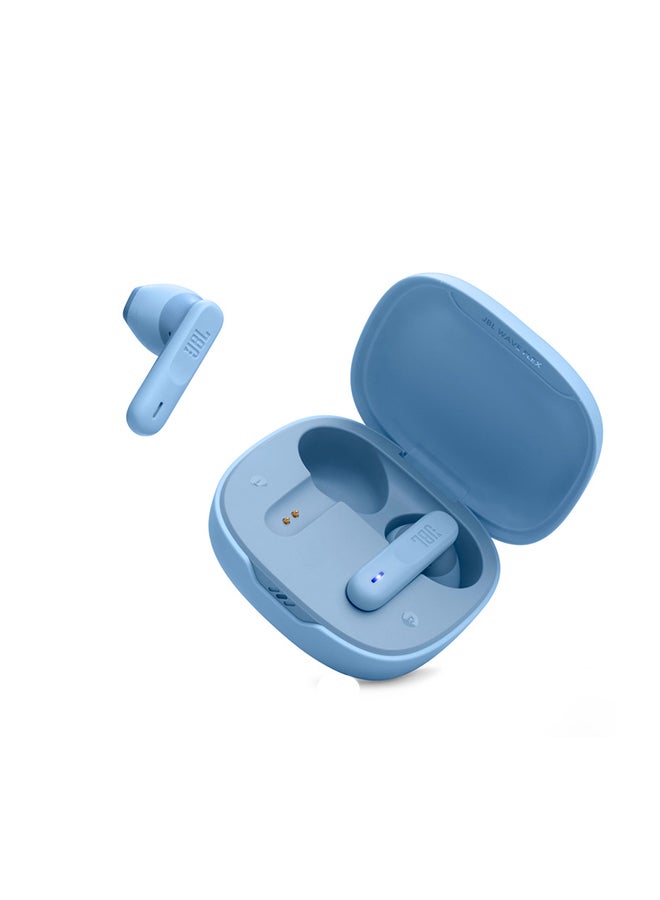 JBL Wave Flex True Wireless Earbuds, Deep Base Sound, Comfortable Fit, 32H Battery, Smart Ambient + Talkthru, Hands-Free Call, Voiceaware, Water And Dust Resistant Blue 