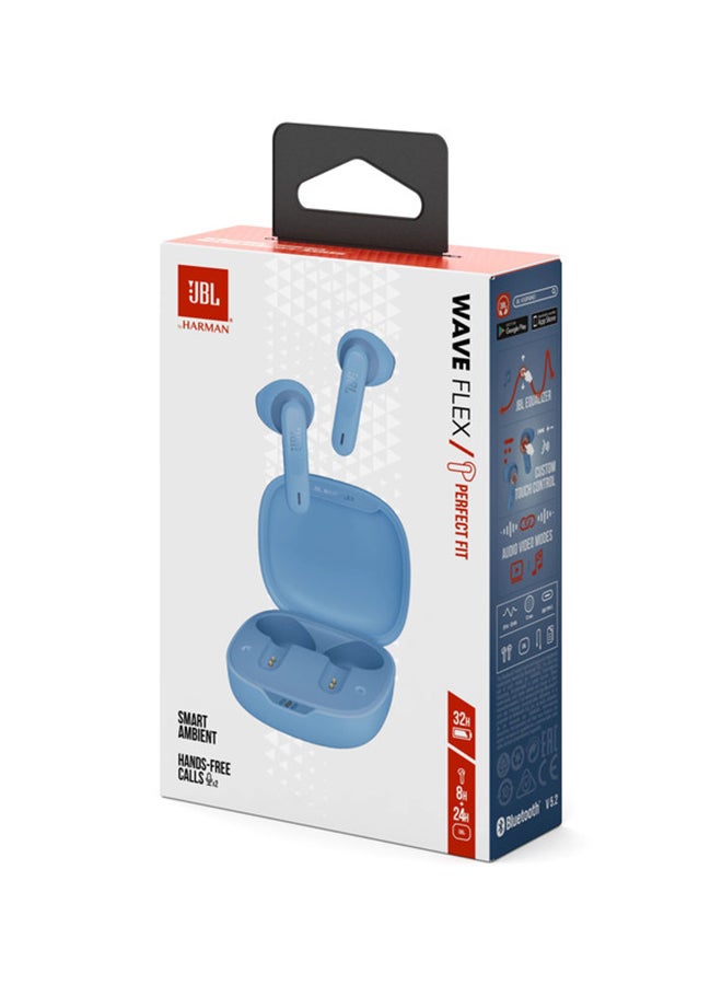 JBL - Wave Flex True Wireless Earbuds, Deep Base Sound, Comfortable Fit, 32H Battery, Smart Ambient + Talkthru, Hands-Free Call, Voiceaware, Water And Dust Resistant Blue - Image 1