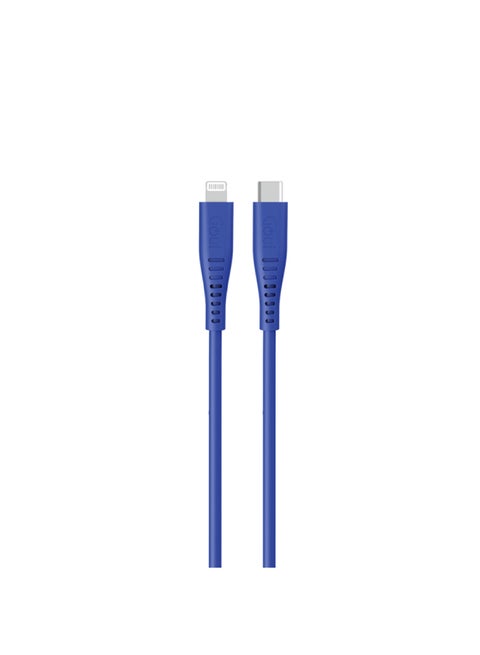 Silicon Lightning to Type C - 1.5M Blue Cable | Extra Flexible, Fast Charging Cable, MFI Certified with Smart Apple Lightning Chip for iPhones, iPads, and iPods | Durable, Soft Touch Material, Over 50,000 Bends, Matte Double Coating - Blue Blue