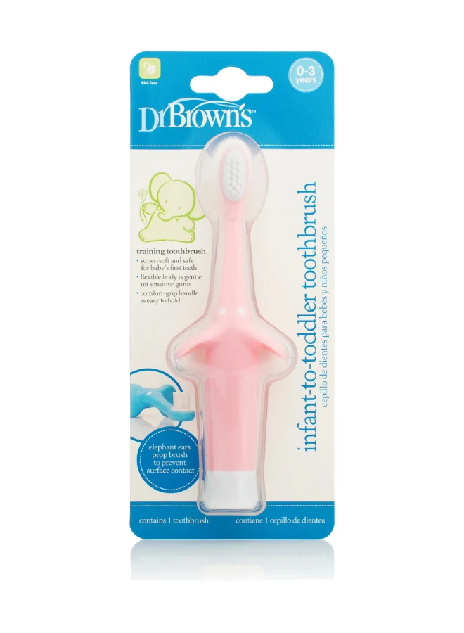 Dr. Brown’s Infant-to-Toddler Toothbrush, Pack of 1 - Pink Elephant