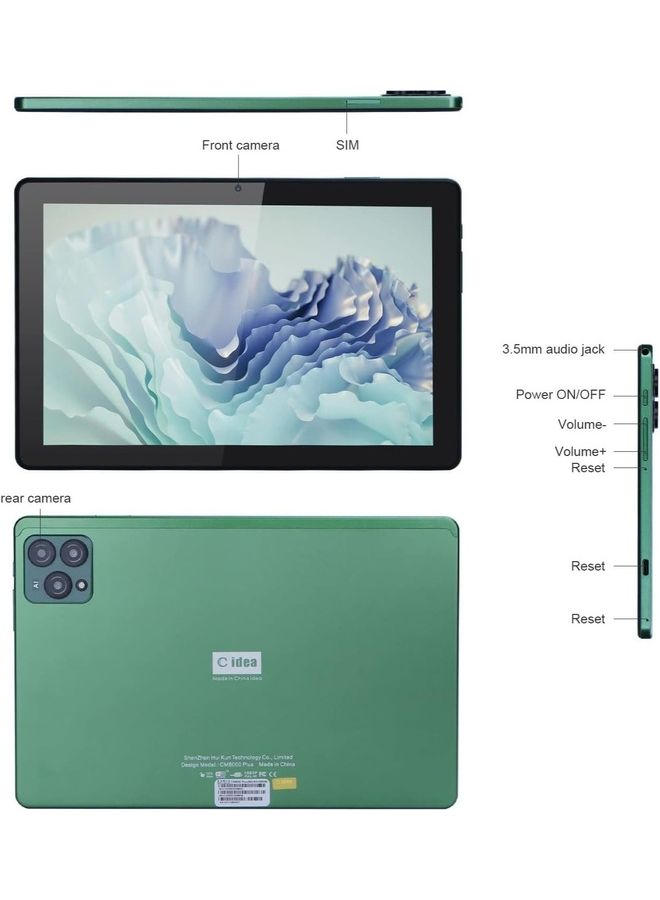 C idea CM8000 Plus With 10" Smart Android Kids Tablet PC Dual SIM 6GB RAM 256GB 5G LTE WiFi Green With Bluetooth Keyboard and Magnetic Protective Case - Image 3