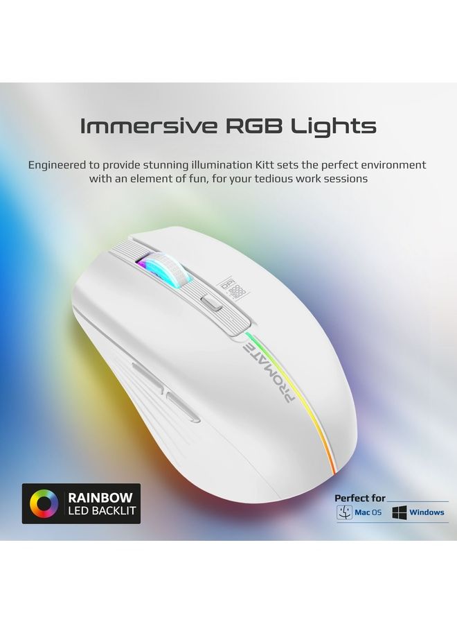 بروميت - ماوس لاسلكي مزود بـ 7 أوضاع RGB و3 مستويات DPI قابلة للتعديل باللون الأبيض - Image 1