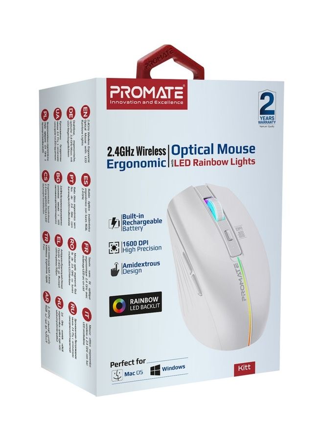 Wireless Mouse With 7 RGB Modes And 3 Adjustable DPI Level White - v1686569478/N53413124A_7