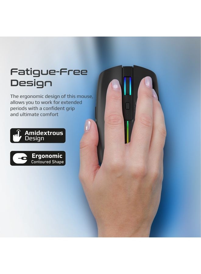 PROMATE Wireless Mouse With 7 RGB Modes And 3 Adjustable DPI Level Black  - Image 4