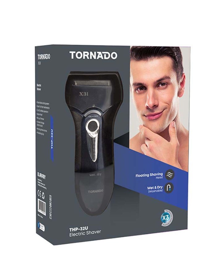 TORNADO Shaver THP-32U With Triple Blade Waterproof Black/Blue - Image 3
