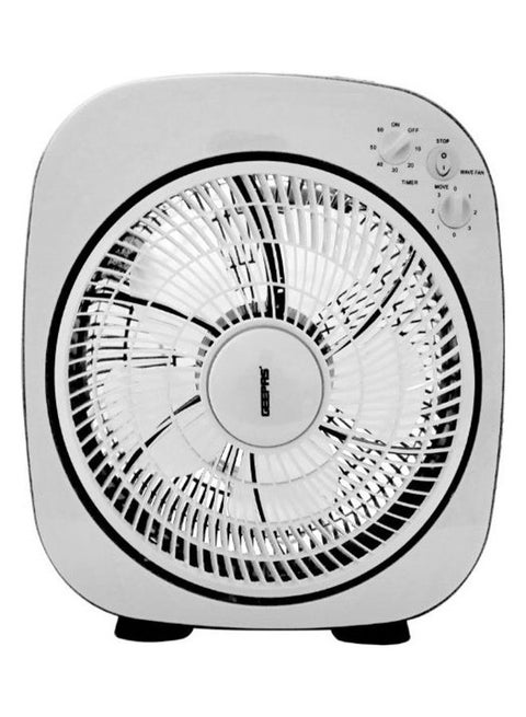 12-Inch Box Fan With 3-Speed Options And 60 Minutes Timer GF926 Black/White