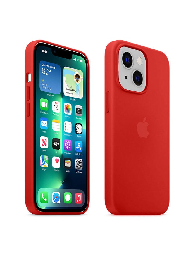 MARGOUN - Protective Soft Silicone Case Cover for iPhone 13 Scarlet Red - Image 1