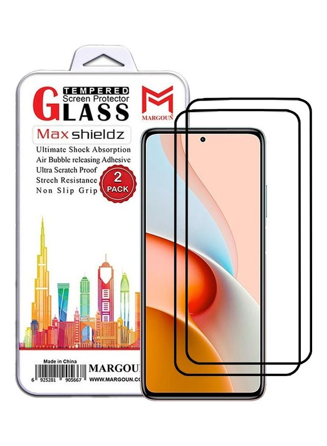 MARGOUN 2 Pack For Xiaomi Redmi Note 9 Pro 5G Screen Protector Tempered Glass Full Glue Back Side Black - Image 1