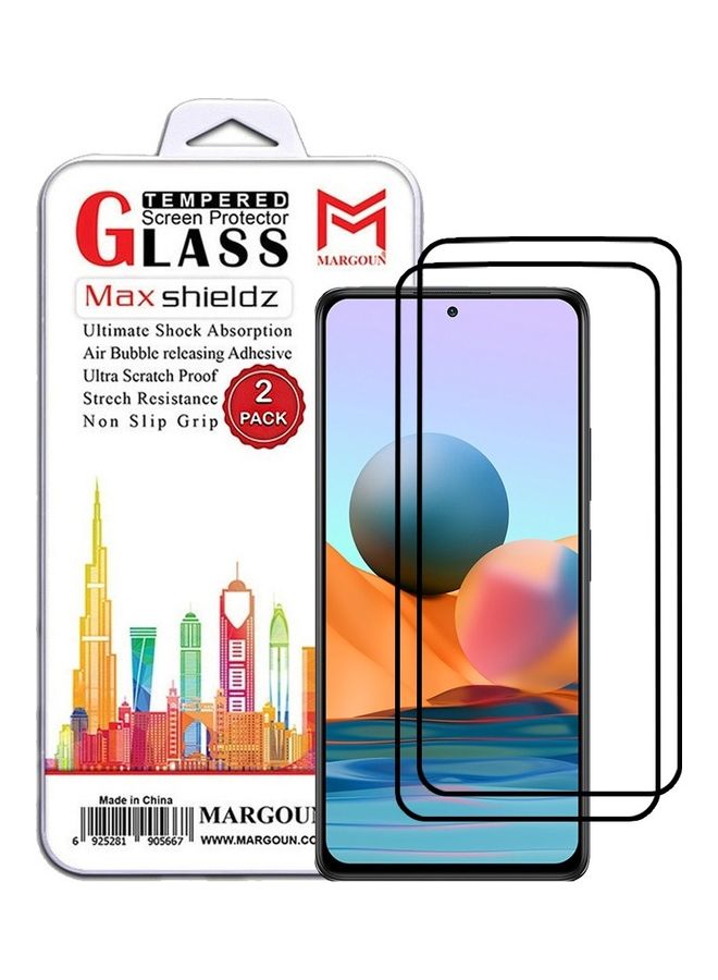 MARGOUN 2 Pack For Xiaomi Redmi Note 10 Pro Screen Protector Tempered Glass Full Glue Back Side Black - Image 1