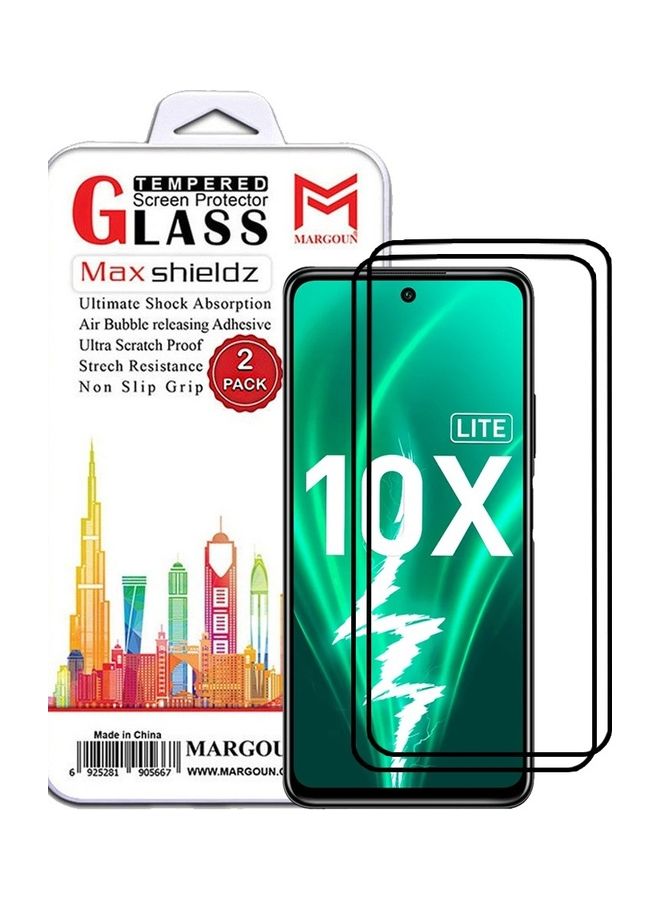 MARGOUN 2 Pack For Honor 10X Lite Screen Protector Tempered Glass Full Glue Back Side Black - Image 1