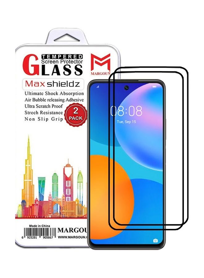 MARGOUN 2 Pack For Huawei Y7a Screen Protector Tempered Glass Full Glue Back Side Black - Image 1
