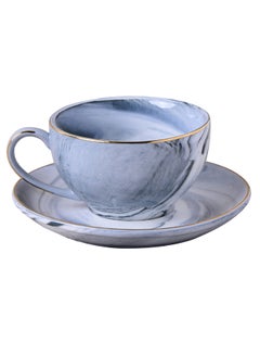 2-Piece High-Fired Ceramic Voguish Unique Painted Edge Cup And Saucer Set Assorted 140ml