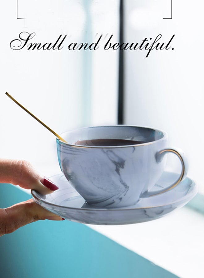 Sharpdo - 2-Piece High-Fired Ceramic Voguish Unique Painted Edge Cup And Saucer Set Assorted 140ml - Image 1