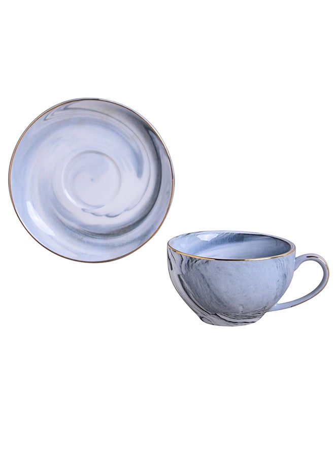 Sharpdo - 2-Piece High-Fired Ceramic Voguish Unique Painted Edge Cup And Saucer Set Assorted 140ml - Image 1